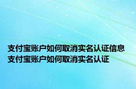 支付宝账户如何取消实名认证信息 支付宝账户如何取消实名认证