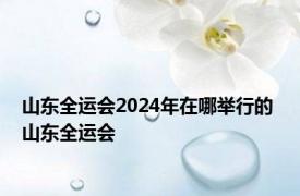 山东全运会2024年在哪举行的 山东全运会 