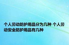 个人劳动防护用品分为几种 个人劳动安全防护用品有几种