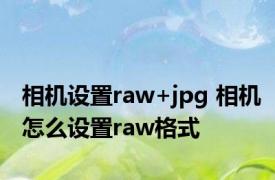 相机设置raw+jpg 相机怎么设置raw格式