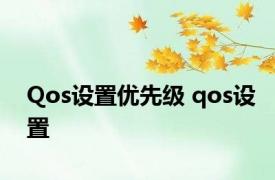 Qos设置优先级 qos设置 