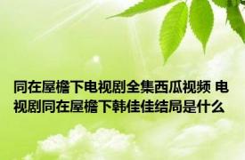 同在屋檐下电视剧全集西瓜视频 电视剧同在屋檐下韩佳佳结局是什么