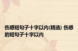 伤感短句子十字以内(精选) 伤感的短句子十字以内