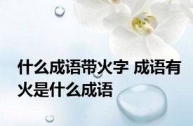 什么成语带火字 成语有火是什么成语