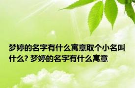 梦婷的名字有什么寓意取个小名叫什么? 梦婷的名字有什么寓意