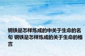 钢铁是怎样炼成的中关于生命的名句 钢铁是怎样炼成的关于生命的格言