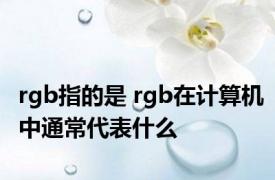 rgb指的是 rgb在计算机中通常代表什么