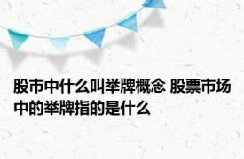 股市中什么叫举牌概念 股票市场中的举牌指的是什么