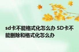 sd卡不能格式化怎么办 SD卡不能删除和格式化怎么办