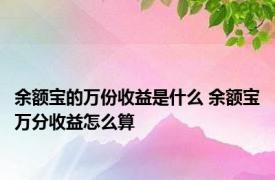 余额宝的万份收益是什么 余额宝万分收益怎么算