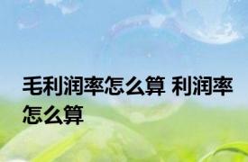 毛利润率怎么算 利润率怎么算