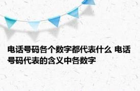 电话号码各个数字都代表什么 电话号码代表的含义中各数字