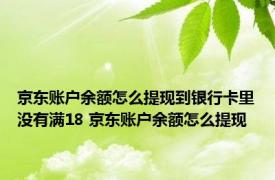 京东账户余额怎么提现到银行卡里没有满18 京东账户余额怎么提现