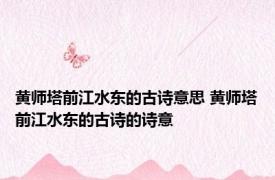 黄师塔前江水东的古诗意思 黄师塔前江水东的古诗的诗意