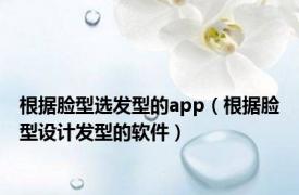 根据脸型选发型的app（根据脸型设计发型的软件）