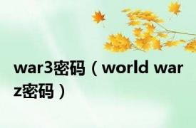 war3密码（world war z密码）