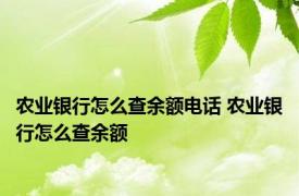 农业银行怎么查余额电话 农业银行怎么查余额