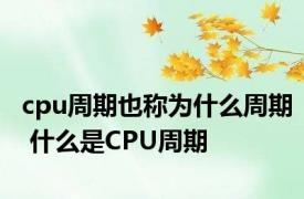 cpu周期也称为什么周期 什么是CPU周期