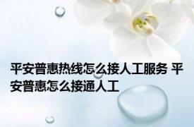 平安普惠热线怎么接人工服务 平安普惠怎么接通人工