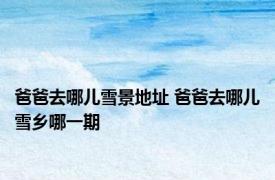 爸爸去哪儿雪景地址 爸爸去哪儿雪乡哪一期