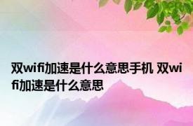 双wifi加速是什么意思手机 双wifi加速是什么意思