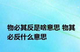 物必其反是啥意思 物其必反什么意思