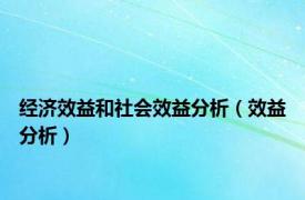 经济效益和社会效益分析（效益分析）