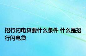 招行闪电贷要什么条件 什么是招行闪电贷