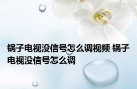 锅子电视没信号怎么调视频 锅子电视没信号怎么调