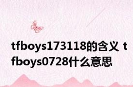 tfboys173118的含义 tfboys0728什么意思