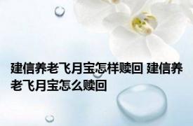 建信养老飞月宝怎样赎回 建信养老飞月宝怎么赎回