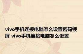 vivo手机连接电脑怎么设置密码锁屏 vivo手机连接电脑怎么设置