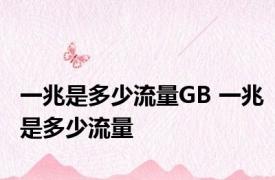 一兆是多少流量GB 一兆是多少流量