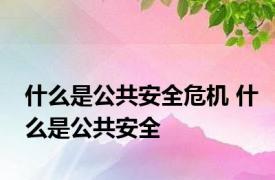 什么是公共安全危机 什么是公共安全