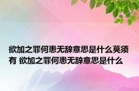 欲加之罪何患无辞意思是什么莫须有 欲加之罪何患无辞意思是什么