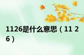 1126是什么意思（11 2 6）