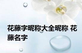 花藤字昵称大全昵称 花藤名字 