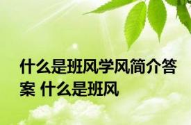 什么是班风学风简介答案 什么是班风