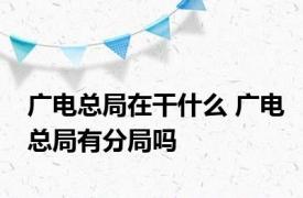 广电总局在干什么 广电总局有分局吗