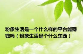 粉象生活是一个什么样的平台能赚钱吗（粉象生活是个什么东西）