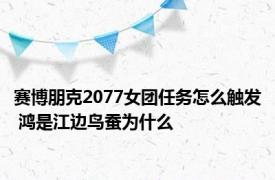 赛博朋克2077女团任务怎么触发 鸿是江边鸟蚕为什么