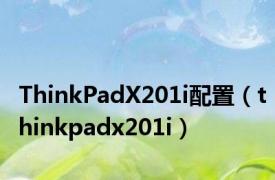 ThinkPadX201i配置（thinkpadx201i）