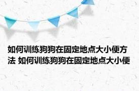 如何训练狗狗在固定地点大小便方法 如何训练狗狗在固定地点大小便