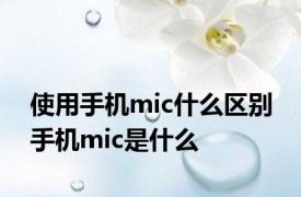 使用手机mic什么区别 手机mic是什么