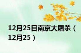 12月25日南京大屠杀（12月25）