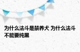 为什么法斗是禁养犬 为什么法斗不能要纯黑