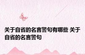 关于自省的名言警句有哪些 关于自省的名言警句