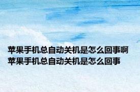 苹果手机总自动关机是怎么回事啊 苹果手机总自动关机是怎么回事