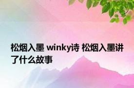 松烟入墨 winky诗 松烟入墨讲了什么故事