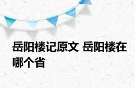 岳阳楼记原文 岳阳楼在哪个省